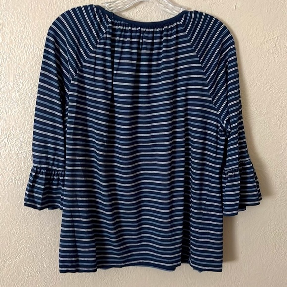 Women’s Michael Kors Stripe Top, Bell Sleeves, Large, Blue - Picture 6 of 6